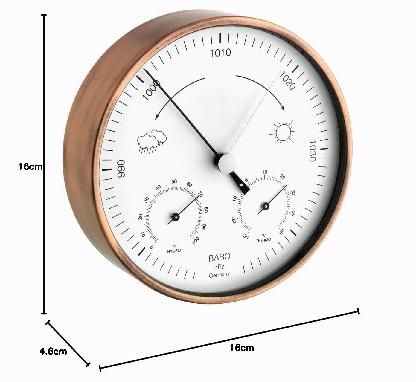 TFA Dostmann Stazione Meteo analogica, 20.2027.51 per Uso Interno ed Esterno, Resistente alle intemperie, barometro, termometro, igrometro, per previsioni del Tempo