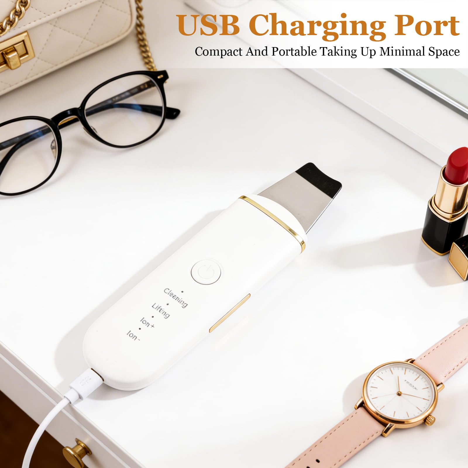 Pulizia Viso Ultrasuoni, Skin Scrubber con 4 Modalità Regolabili, Schermo LED USB Ricaricabile Pulizia Profonda Rimozione Comedoni Esfoliazione Delicata
