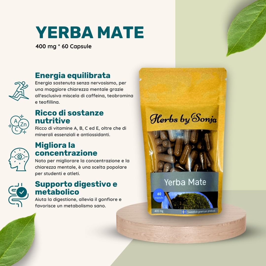 Yerba Mate 400mg * 60 capsule - Estratto di Yerba Mate Altamente Concentrato: 50:1