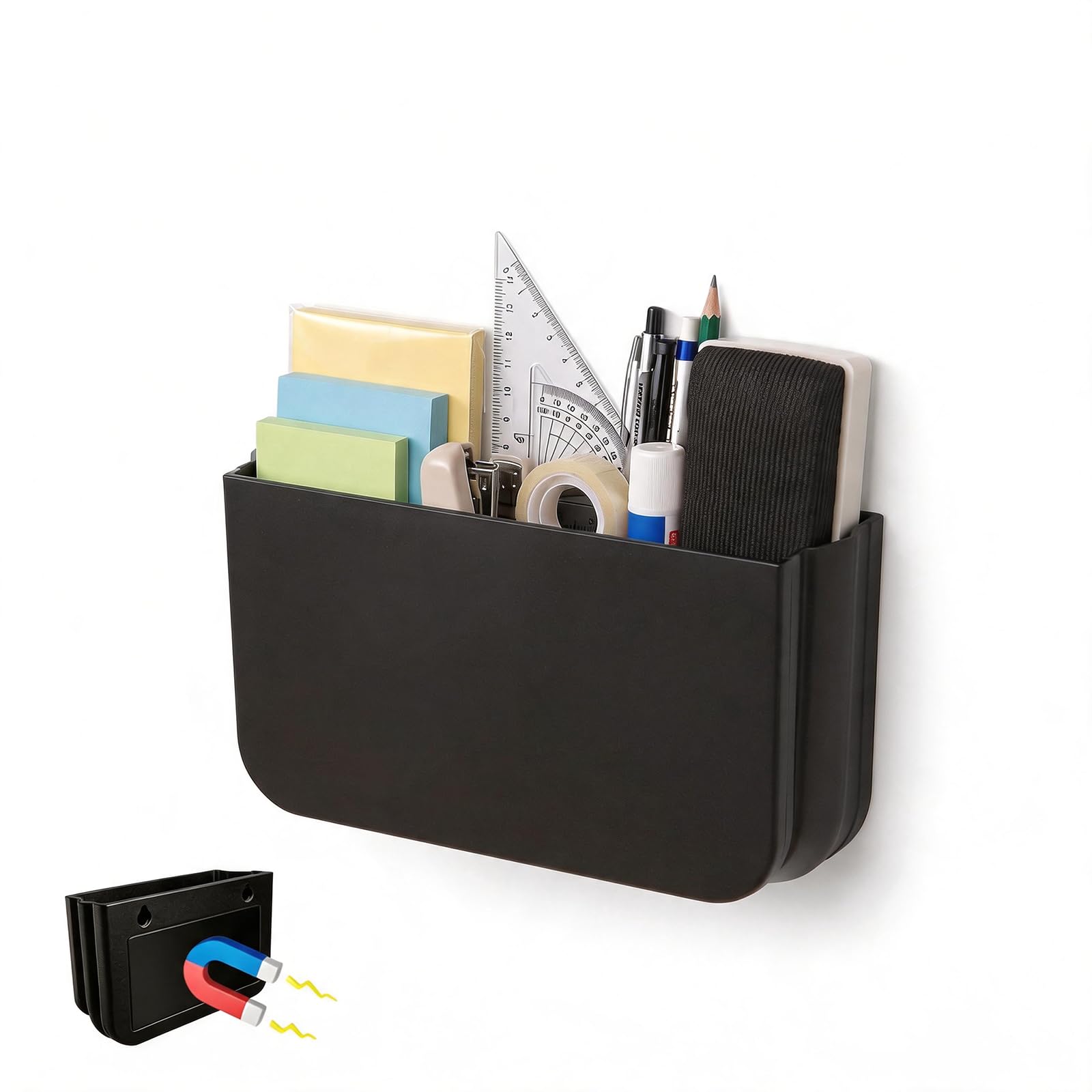 FRETONBA Magnetic Pen Holder Foldable, Magnetic Marker Holder (Black)