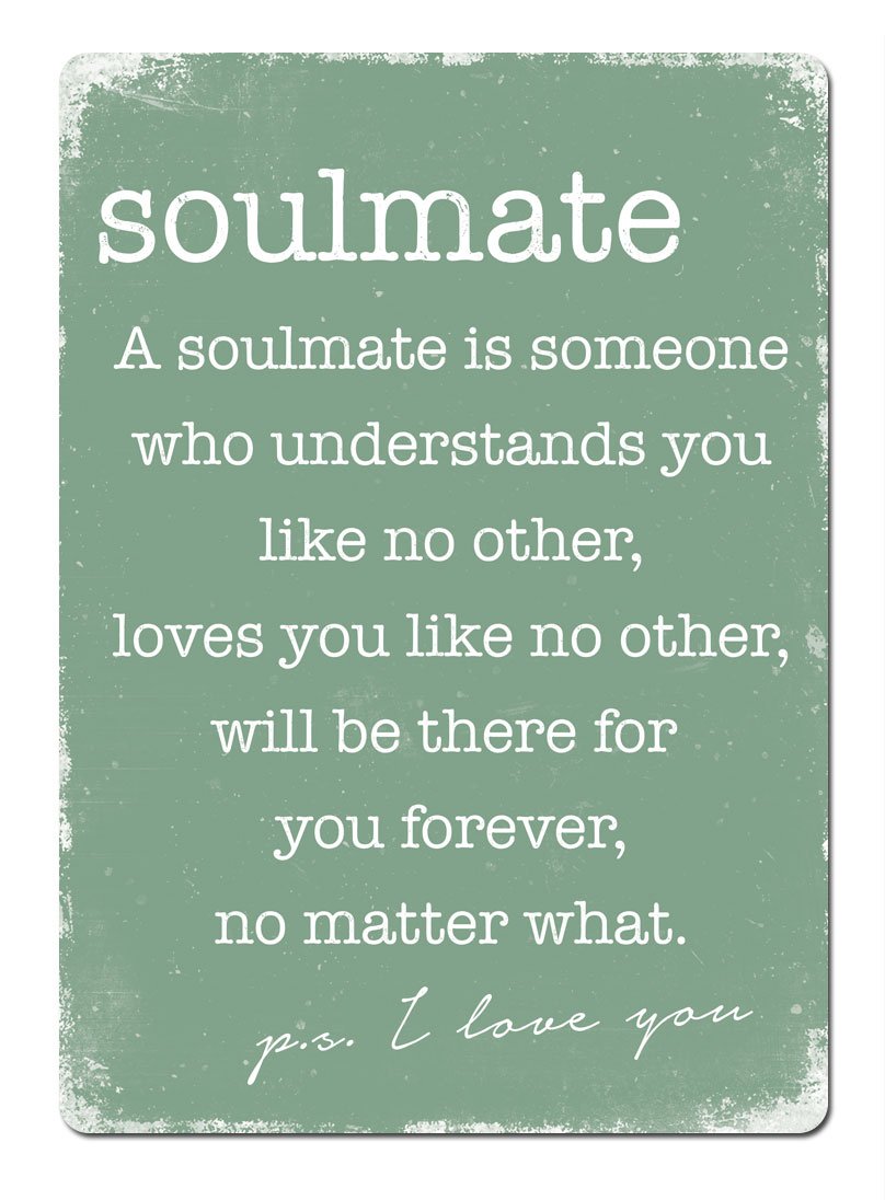 Cirrus Green Soulmate - Metal Wall Sign Plaque Art Inspirational. Slogan Friends