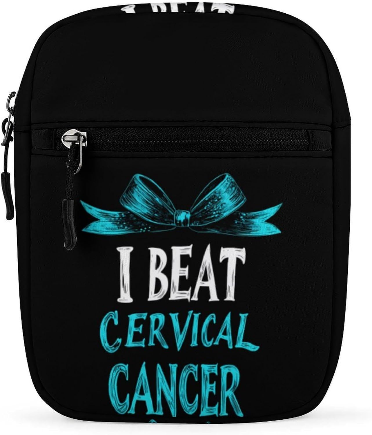 Cervical Cancer Warrior Small Crossbody Bag Sling Shoulder Satchel | for women men,work travel workout,detachable and adjustable shoulder strap