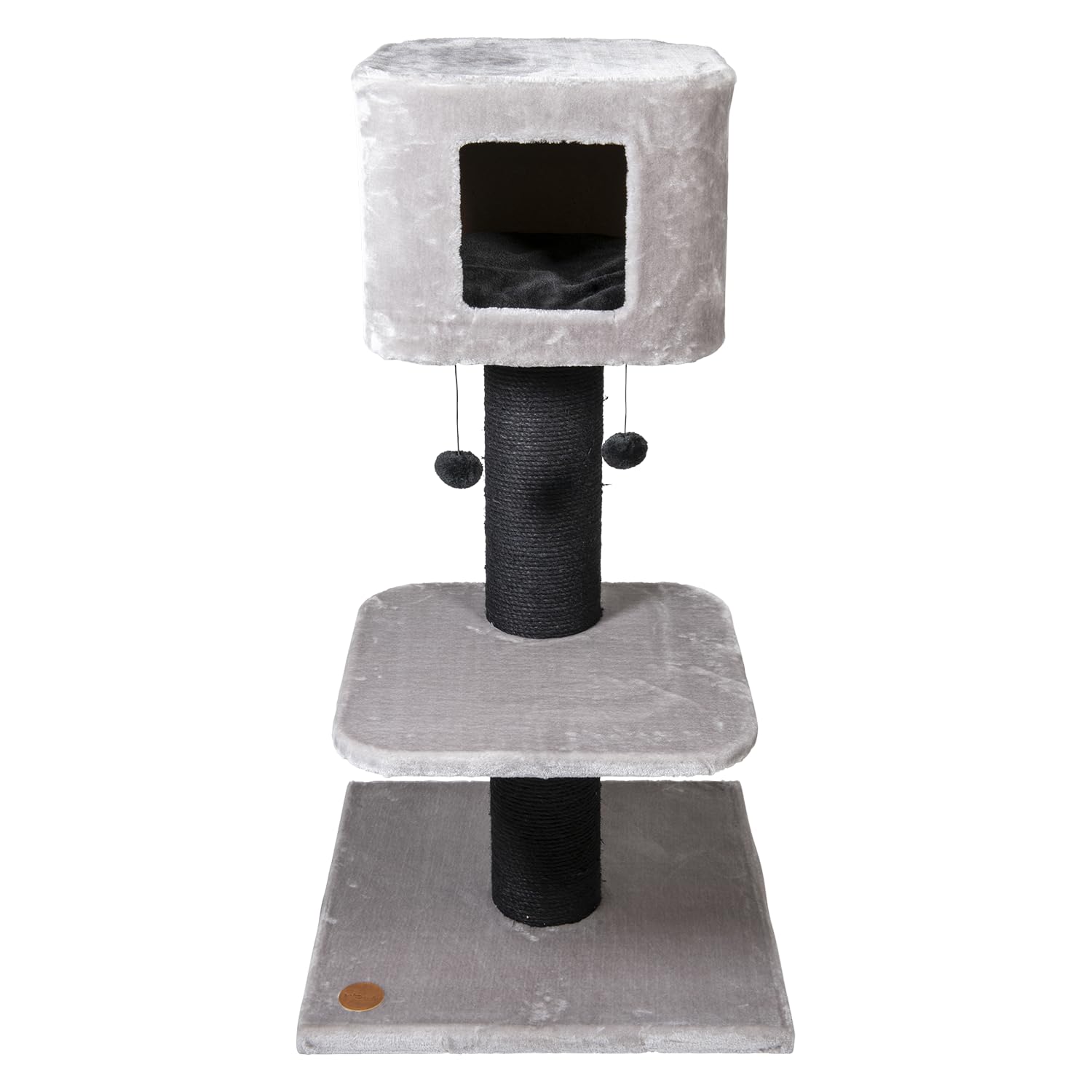 JACK AND VANILLA, Modern Scratching Post for Cats, Stylish Grey and Black Design, Multifunctional with Rest and Play Areas, Dimensions 60 x 60 x 115 cm, Ideal for Any Home, Scratching Post Model