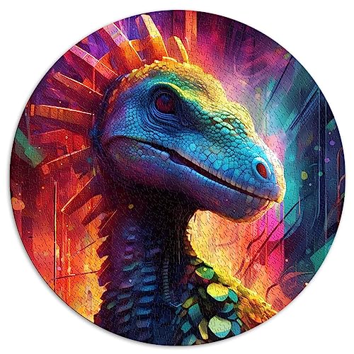 Puzzle redondo de 1000 piezas, diseño de dinosaurios de Gallimimus, tablero 100% reciclado, 66,5 x 66,5 cm