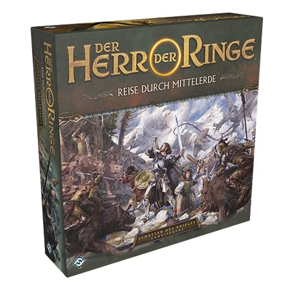 Fantasy Flight Games, The Lord of the Rings: Journey through Middle-earth - Shadow of War, Expansion, Expert Game, Dungeon Crawler, 1-5 Players, Ages 14+, 60 Minutes, German