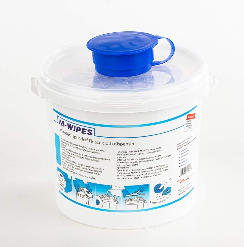 Reinigungstuch M-Wipes aus Spunlace | Weiß | Vliesrollen im Spendereimer | Wischtuch | Reinigung & Hygiene | 17x25 cm | ca. 200 Abrisse | 2 Rollen + 2 Eimer