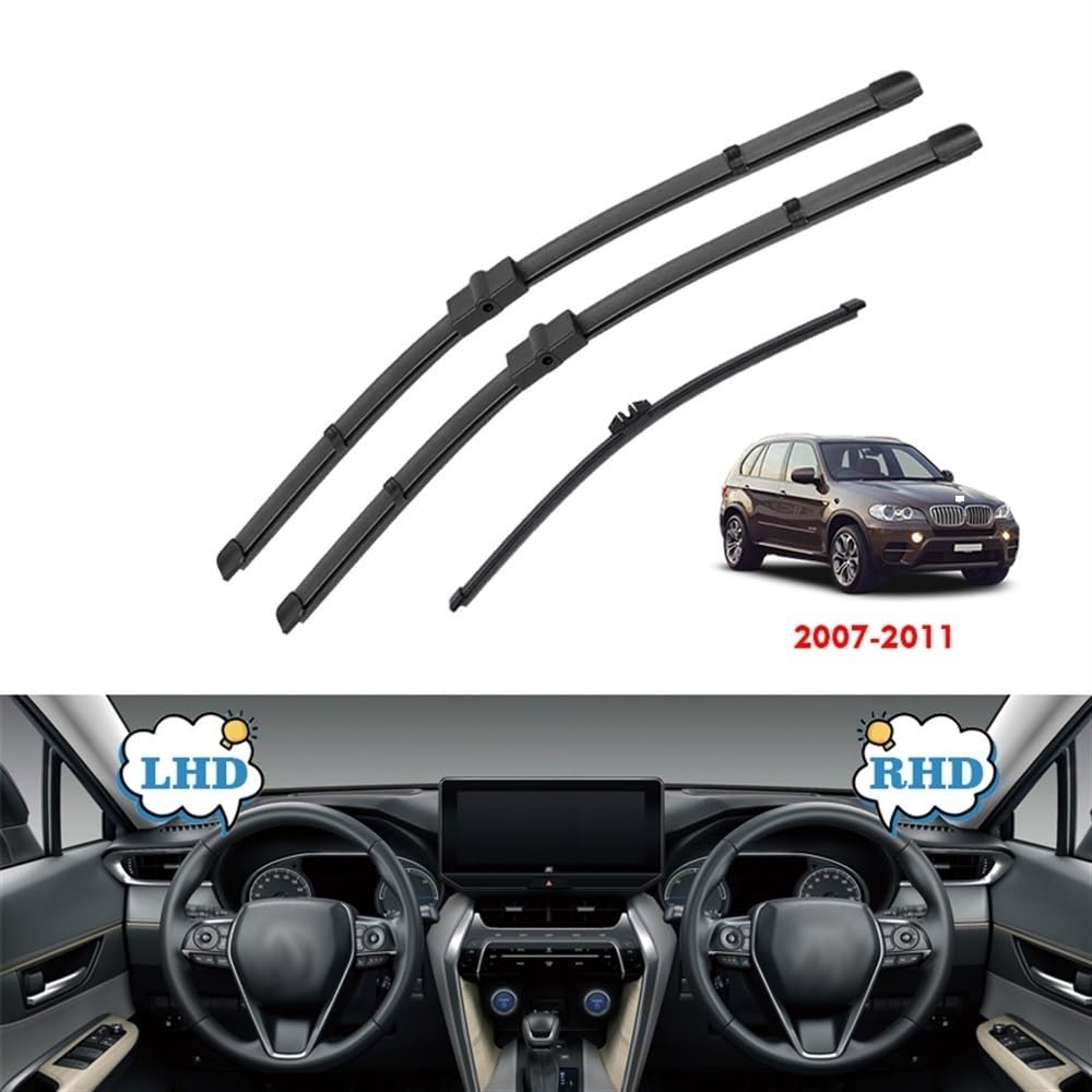 Set di spazzole tergicristallo Anteriori e Posteriori per BMW X5 E70 2006-2013 Parabrezza Parabrezza 24"+20"+15" xDrive 35d 40d Accessori per Auto Copertura 2011