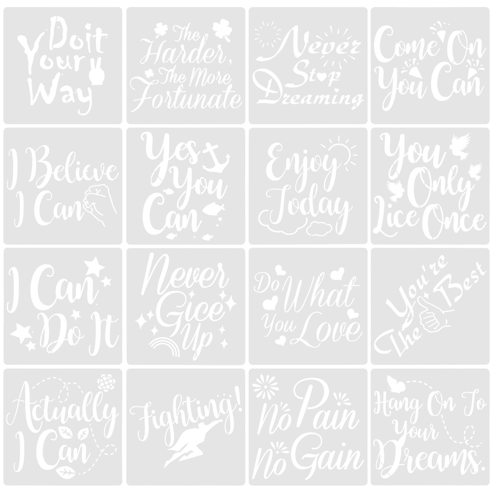Plantillas reutilizables de pintura para decorar paredes y álbumes de recortes personalizados 8
