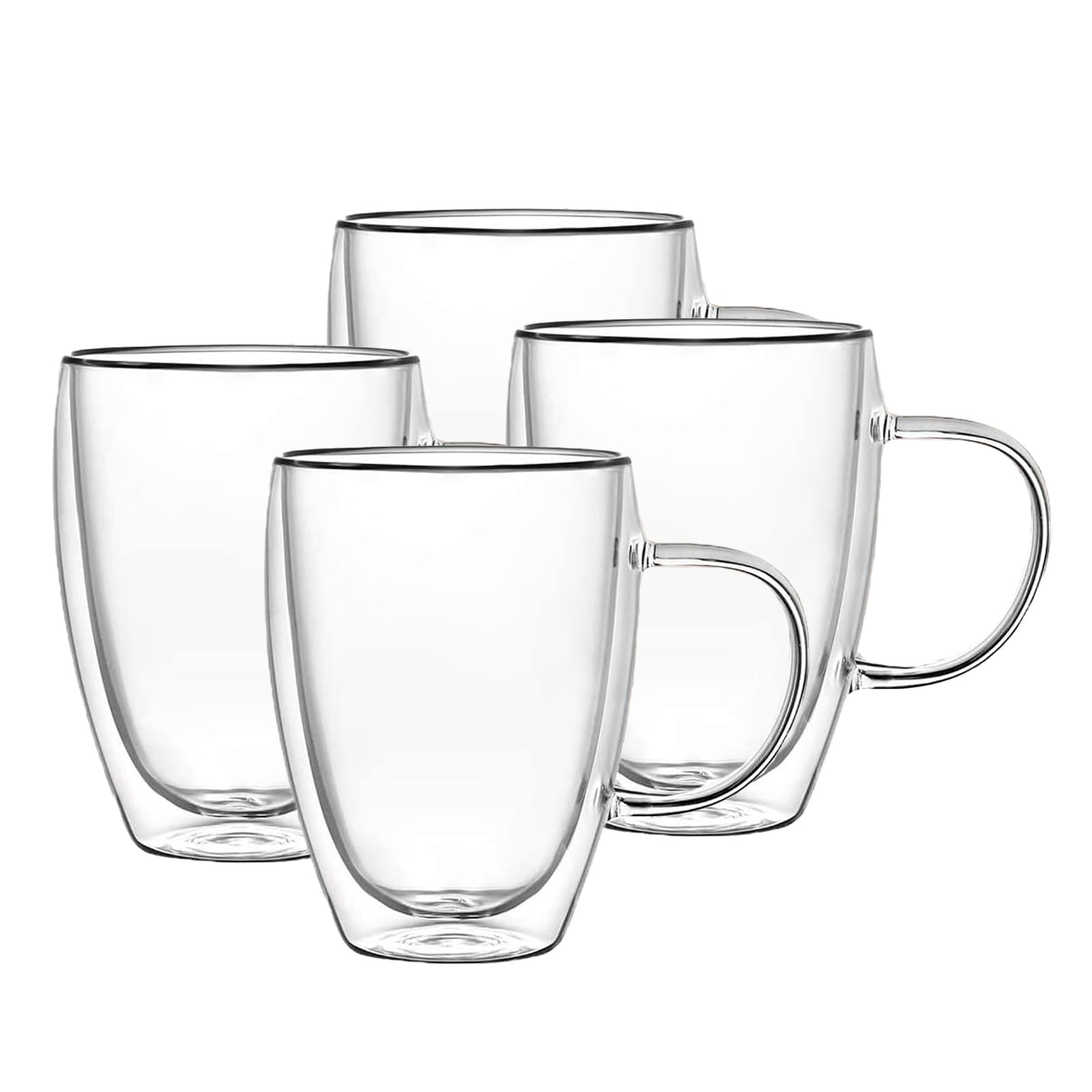 Hniuyun Glass Coffee Mugs, Double Walled Insulated Layer Coffee Cups with Handle