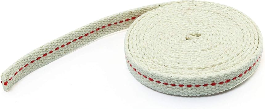 Tegg Cotton Lantern Wick 3/8 13ft Flat Cotton Oil Lamp Wick with Red Stitch