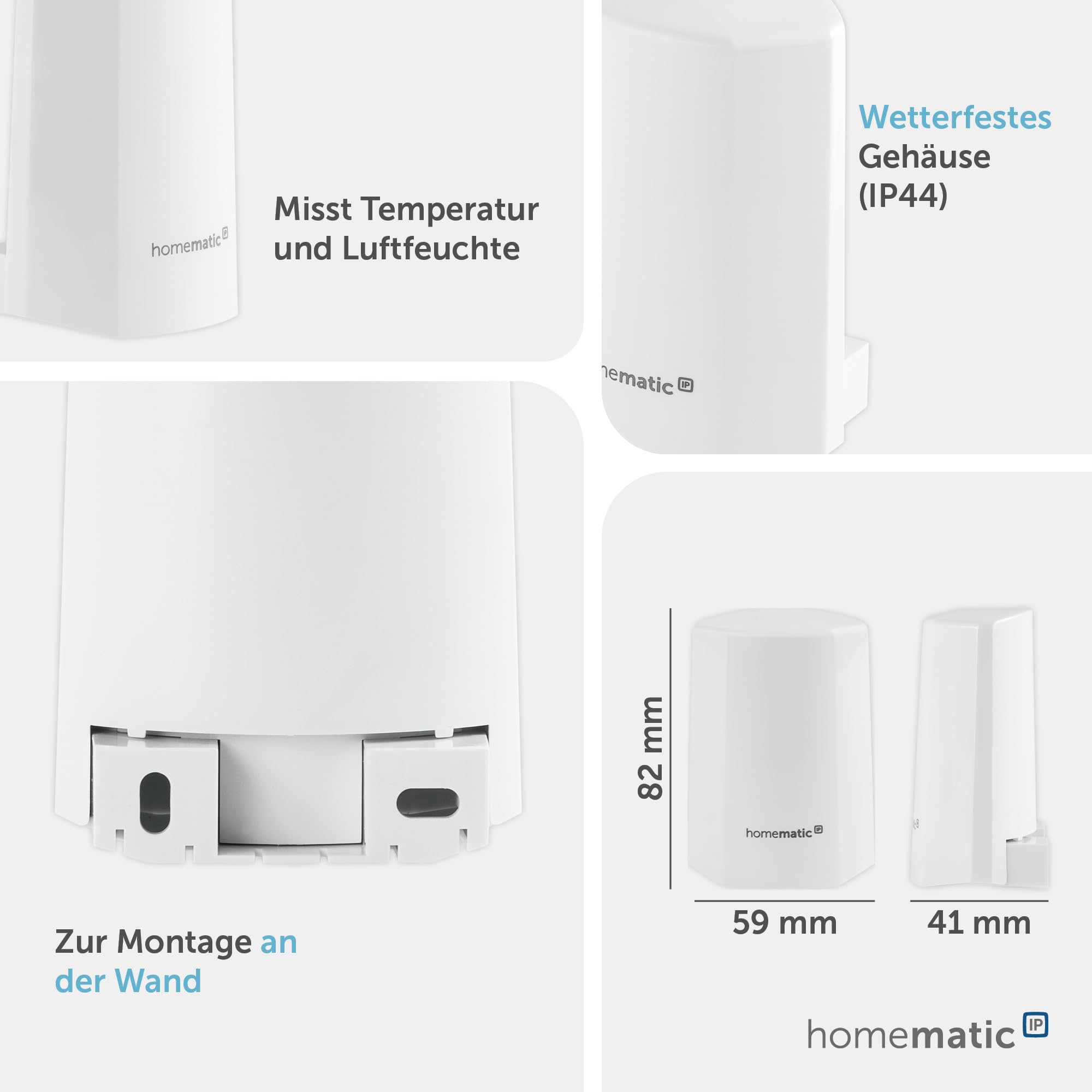 Homematic IP Smart Home Temperatur- und Luftfeuchtigkeitssensor – außen, weiß, Zubehör für Smart Home mit App-Funktion, Temperaturmessung, kabellos, 150573A0