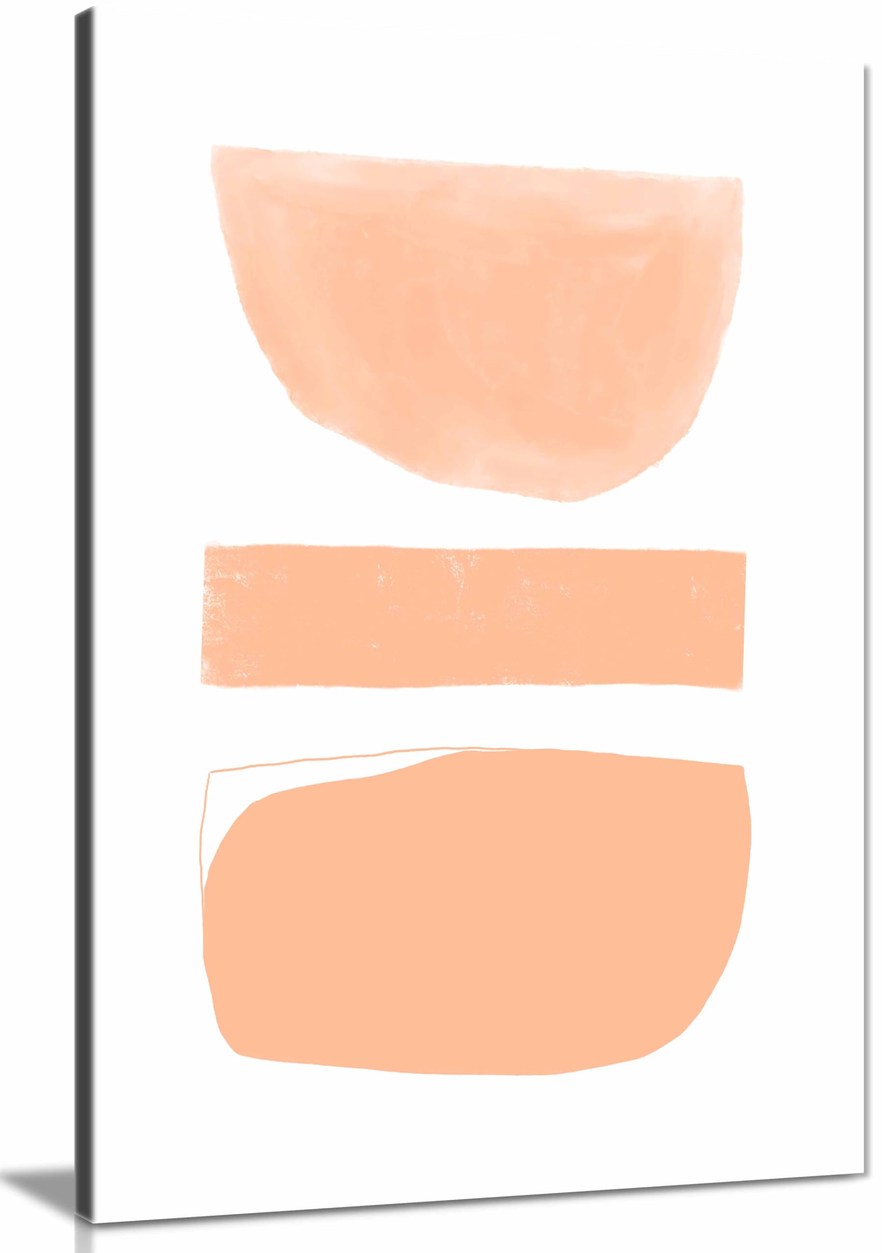 Abstract Shapes Peach Canvas Print, Framed Wall Art Pictures for Home Decor 76x51cm (30x20in)
