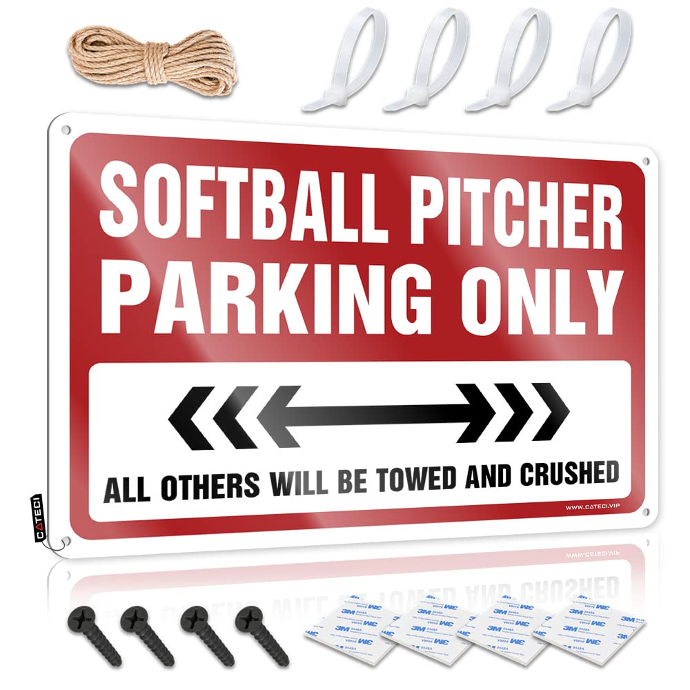 KRAZMURONGD Little Man Cave Sign Softball Pitcher Parking Only Tin Sign Bar Funny Signs Wall Signs