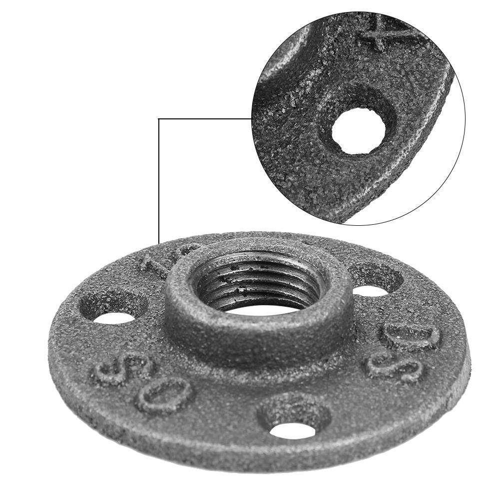10 piezas de brida de piso de hierro maleable BSP, tubería de montaje roscada, brida de pared antigua para estanterías, rieles de cortina, perchas (negro)(DN20 3/4‘’)