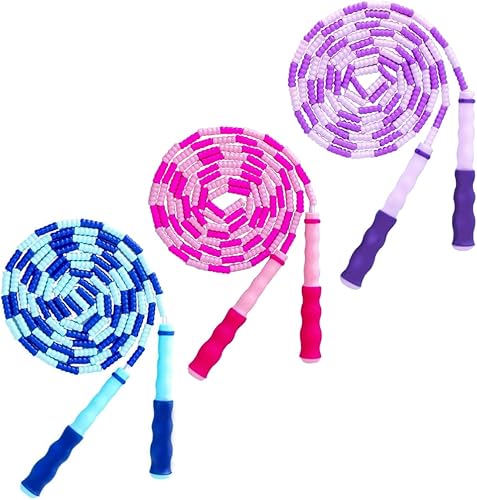 Miniatura 11 de Cuerda de saltar para niños, niñas y niños, cuerdas de saltar suaves con cuentas, cuerda de saltar ajustable, cuerda segmentada sin enredos para