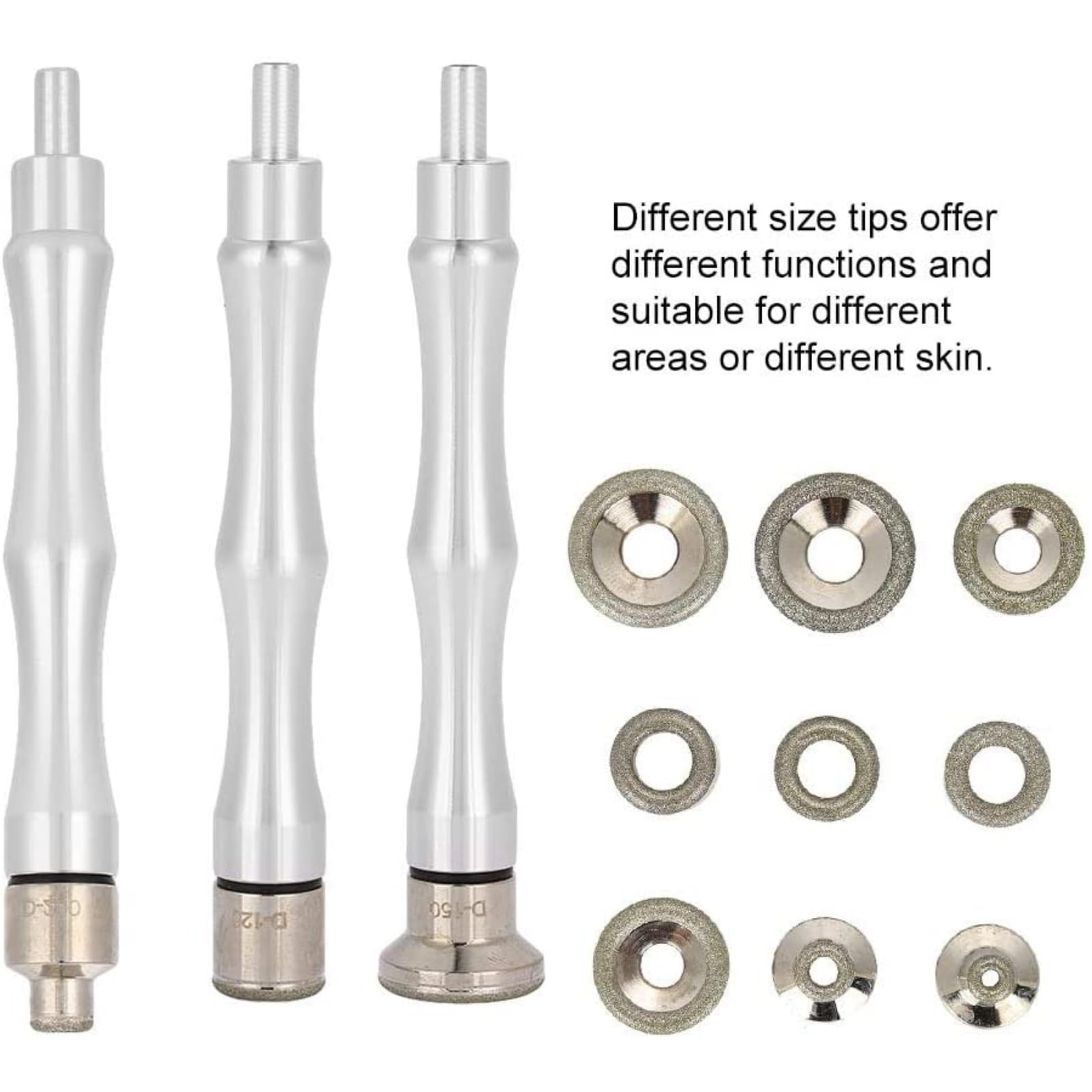 Mikrodermabrasion Diamant Spitzen, Diamant Dermabrasion Ersatz, 9 Stück Diamant Mikrodermabrasions Dermabrasionsspitzen mit Griff Edelstahl Filterset für Mikrodermabrasions Schönheitsmaschine