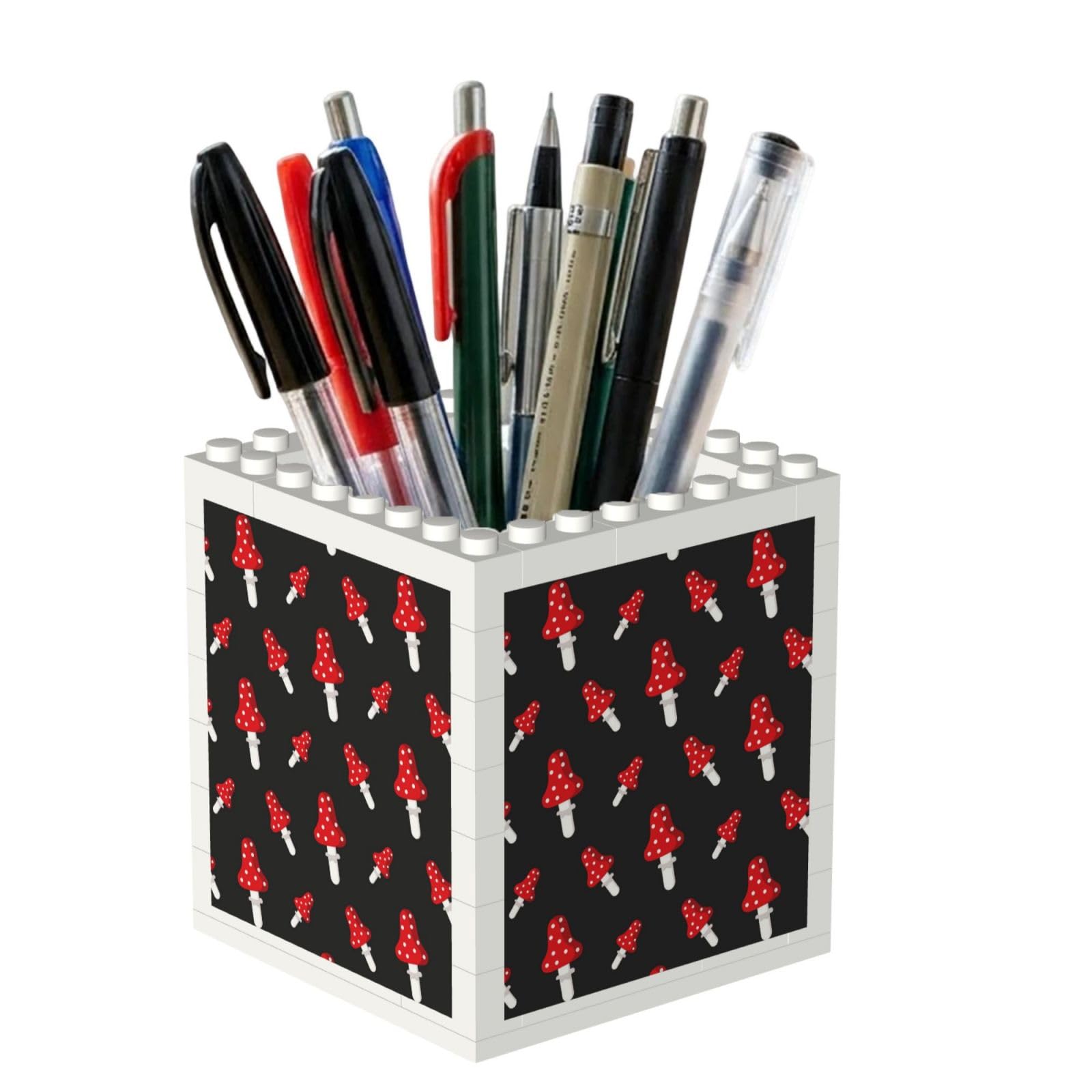 Poadnly Amanita Mushroom Pattern, Pen Pot Pencil Holder for Office Home School, Compact Desk Organiser for Office Stationery