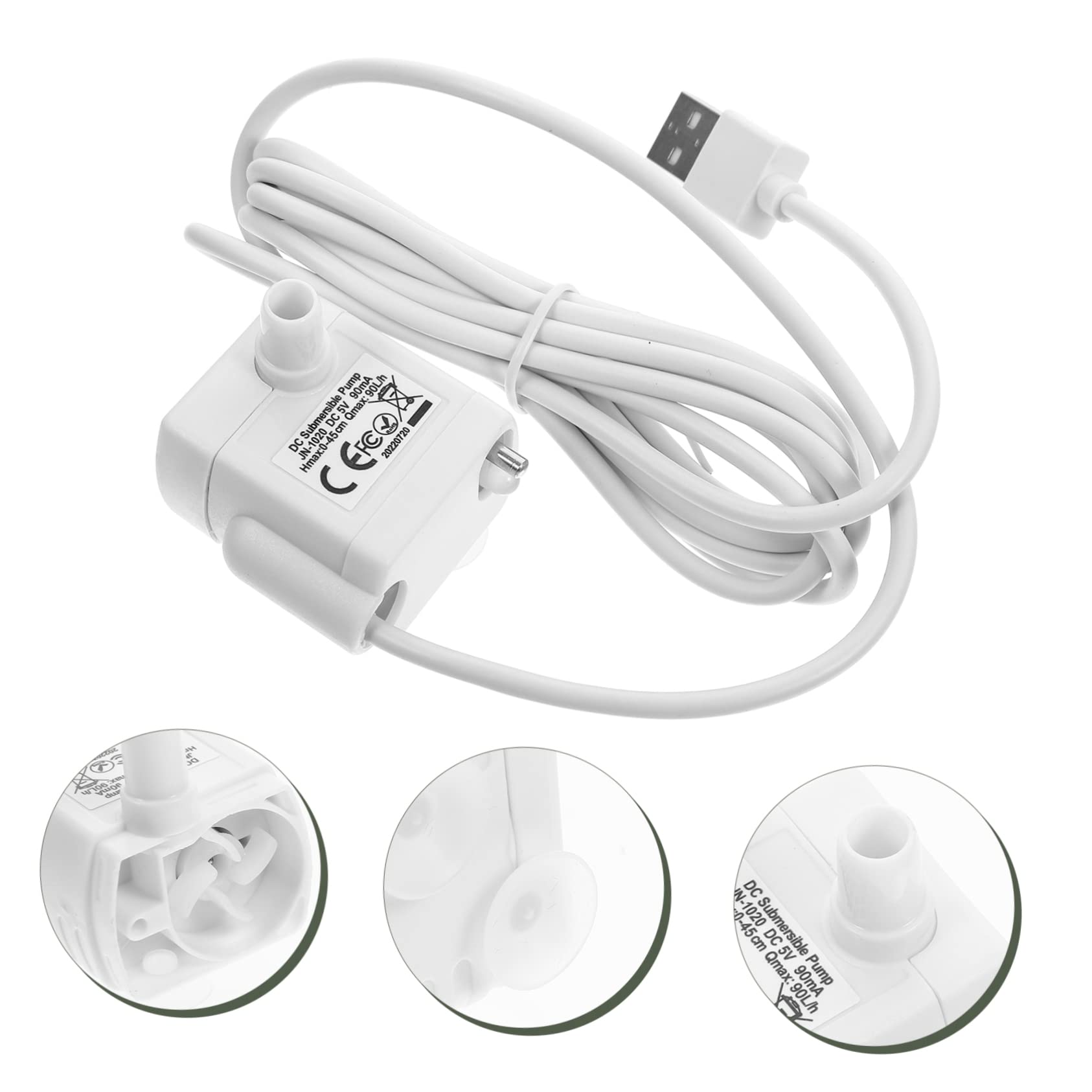 BESPORTBLE Pompa per Fontana Silenziosa Subacquea 5v per Beverino Gatti in Abs Cavo Usb, Prevenzione Bruciatura a Secco, per Negozi di Animali e Famiglie