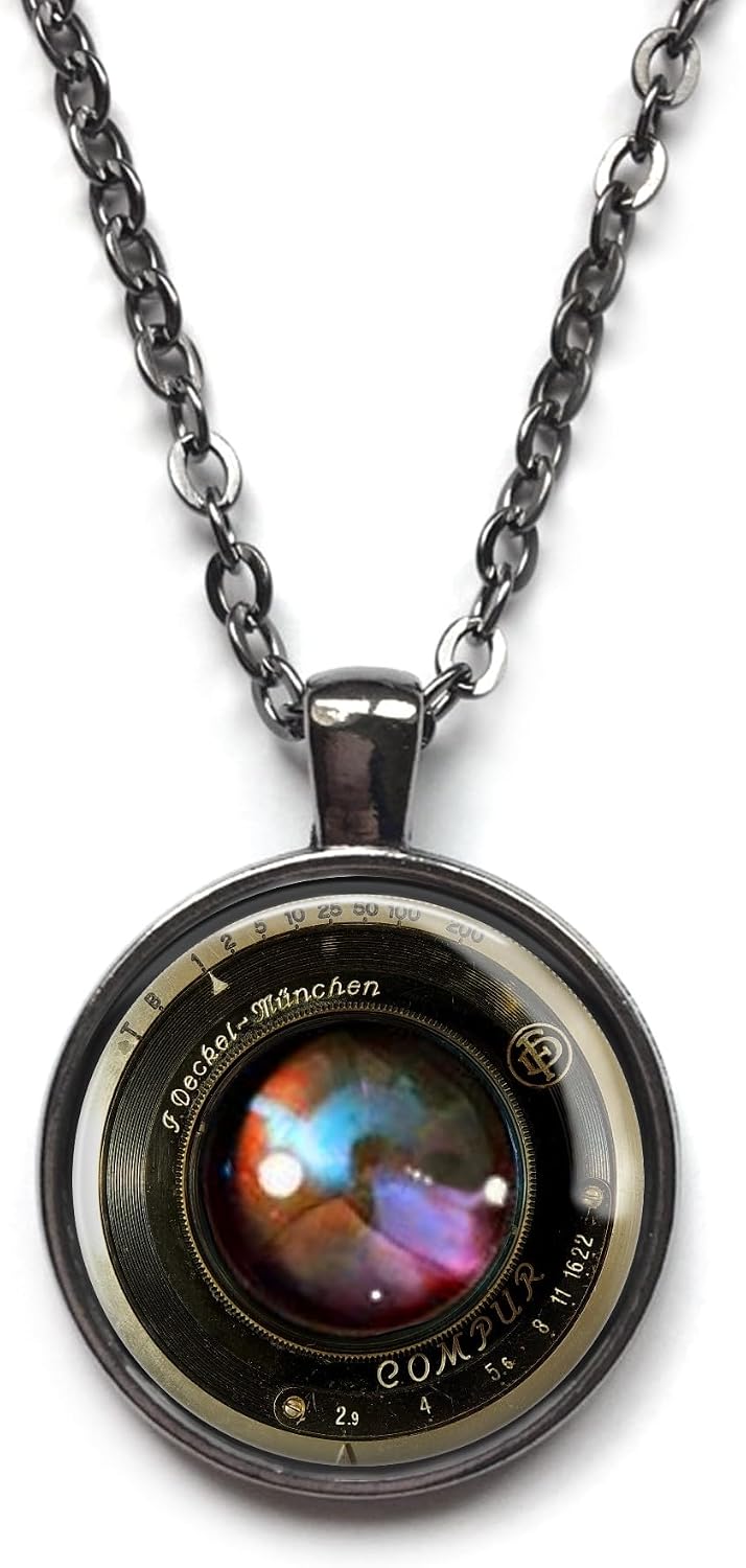 Vintage Camera Lens Image Pendant Necklace, Little Gem Jewelry