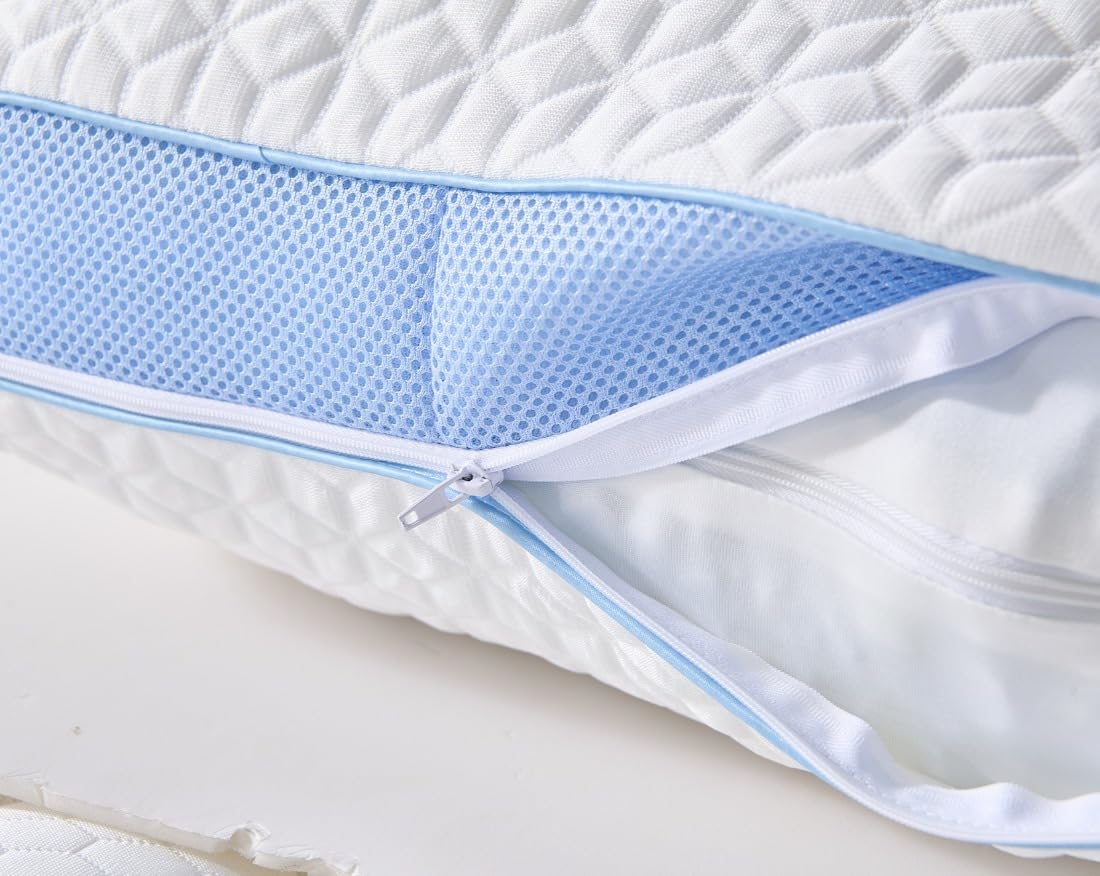 MKS Wolkenkissen Air 50 x 70 – Cuscino in memory foam regolabile con gel rinfrescante – Cuscino ergonomico per dormire, schiena e addome, igienico e traspirante