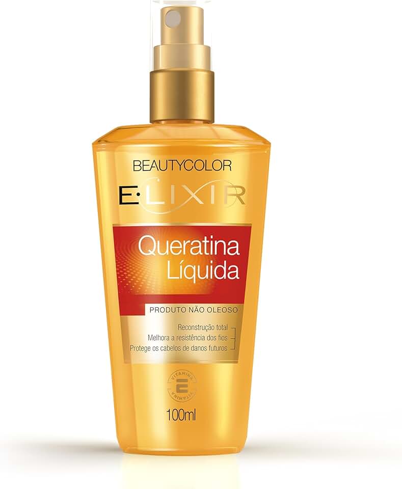 Queratina Líquida E.lixir 100ml – Reconstrução Inteligente, Maleabilidade e Brilho Saudável – Repõe a Massa Capilar e Fortalece os Fios – Para Cabelos Enfraquecidos ou Danificados – Beauty Color