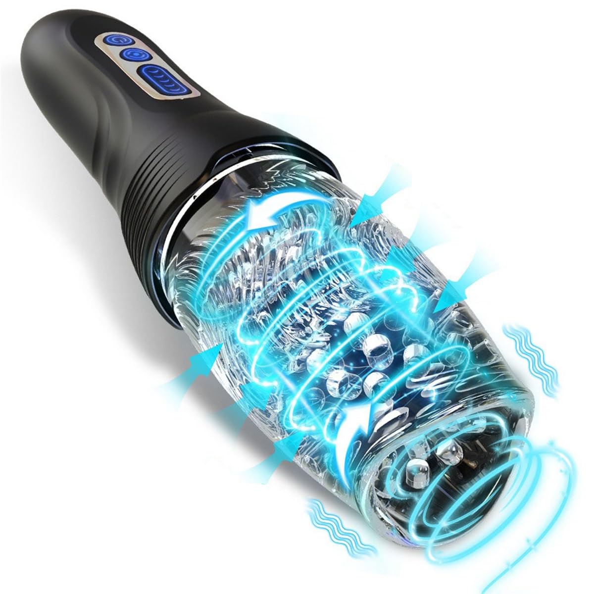 Elektrischer Masturbationstasse mit 5-Teleskopisch + 5-Frequenz-Rotation + 10-Frequenz-Vibration Taschenmuschi Penis Masturbatoren 3D Realistischer Vagina Pussy Penistrainer Sex Spielzeug für Männer
