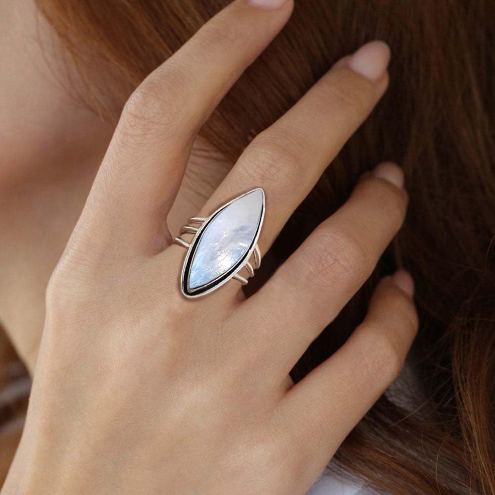 Watermelon Tourmaline Quartz Ring Overlay Silver Handmade Marquise Shape Simple Statement Ring For Women