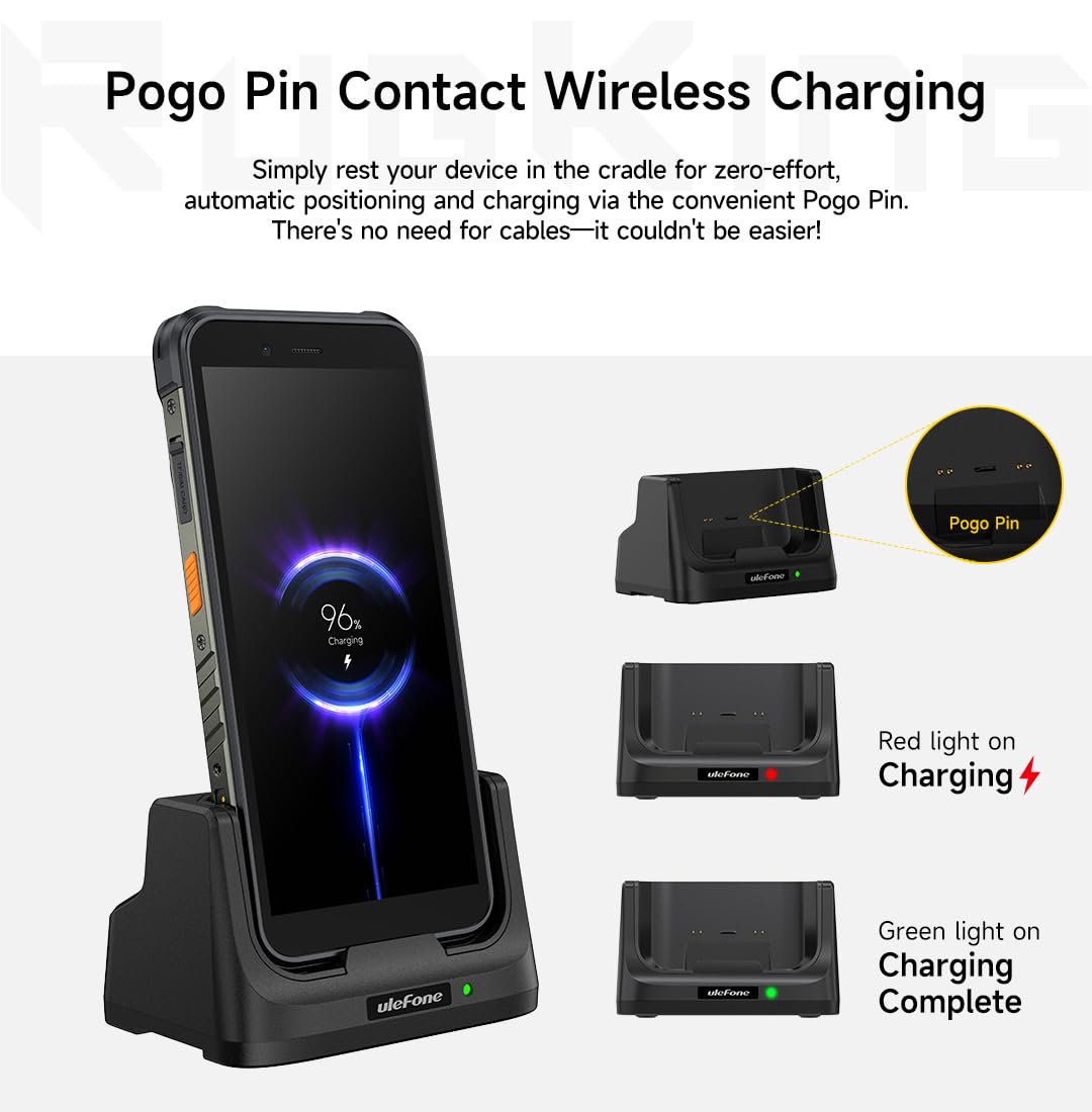 Ulefone RugKing Smartphone per Cellulare Stazione di Ricarica da Scrivania Caricabatterie Wireless 10W per Smartphone Ulefone RugKing, Armor 16S, Armor 21