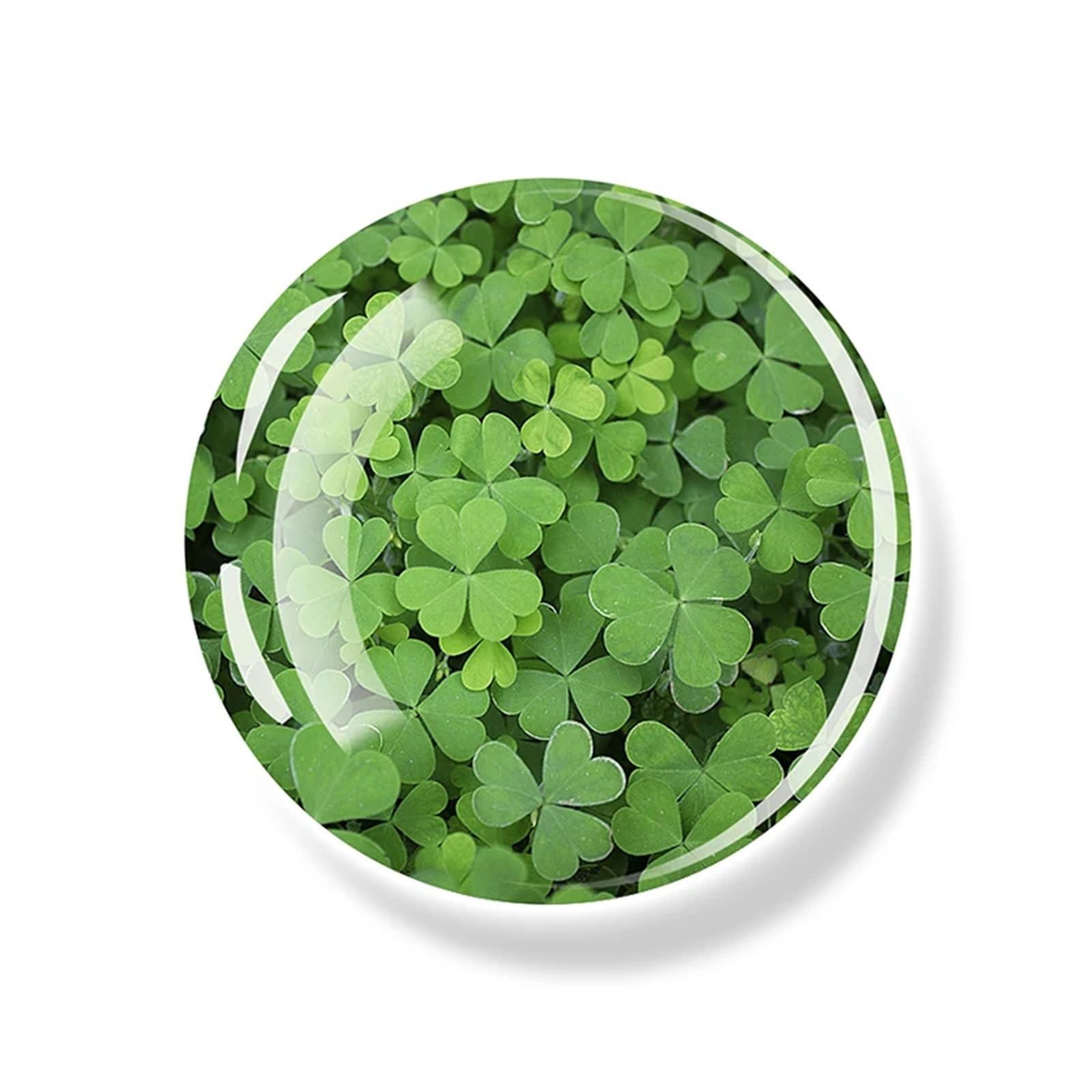 Fridge Magnets 6pcs Clover Magnet Fridge Shamrock Stickers Four Leaf Lucky Glass Dome Refrigerator Magnets Home Decor(Color-12)