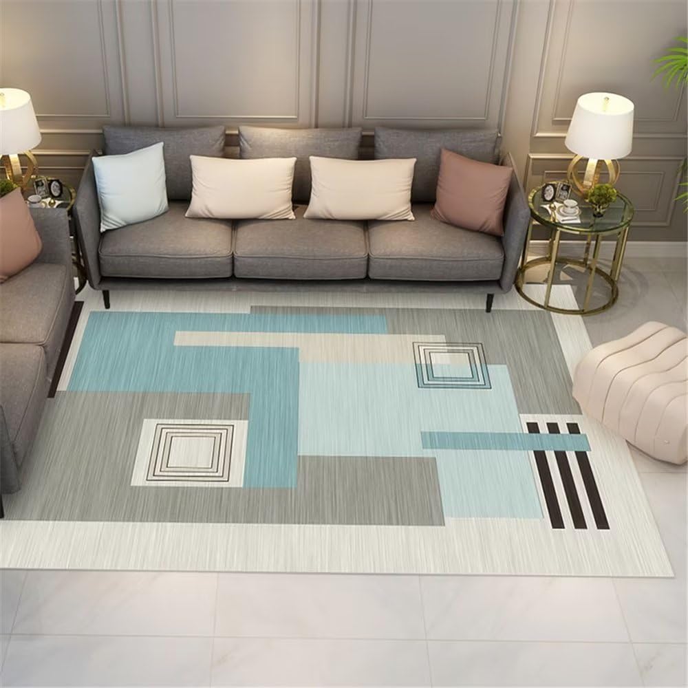 Tapis de sol à rayures bleues 80x120cm au motif géométrique