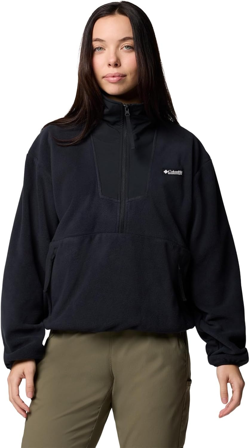 Columbia Womens Sequoia Grove Half Zip Fleece Jacket, Black, Large
