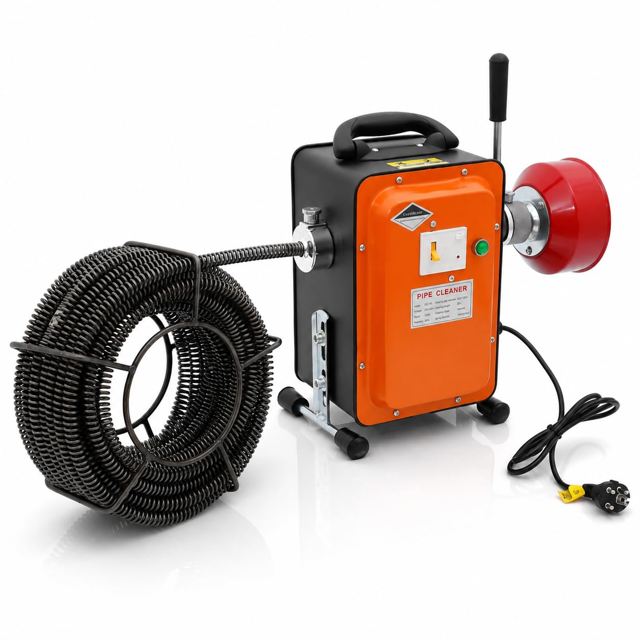 Elektryczne urządzenie do czyszczenia odpływów, 750 W, urządzenie do czyszczenia rur, 400 obr./min, wbudowana ochrona przed wyciekiem, spiralny odpływ, czyszczenie rur o długości 20 m