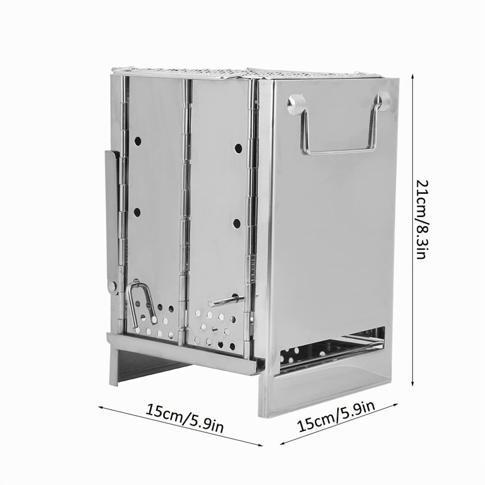 Réchaud de camping à bois, réchaud de randonnée portable avec gril en acier inoxydable pliable pour le camping en plein air, la cuisine, le pique-nique et le barbecue