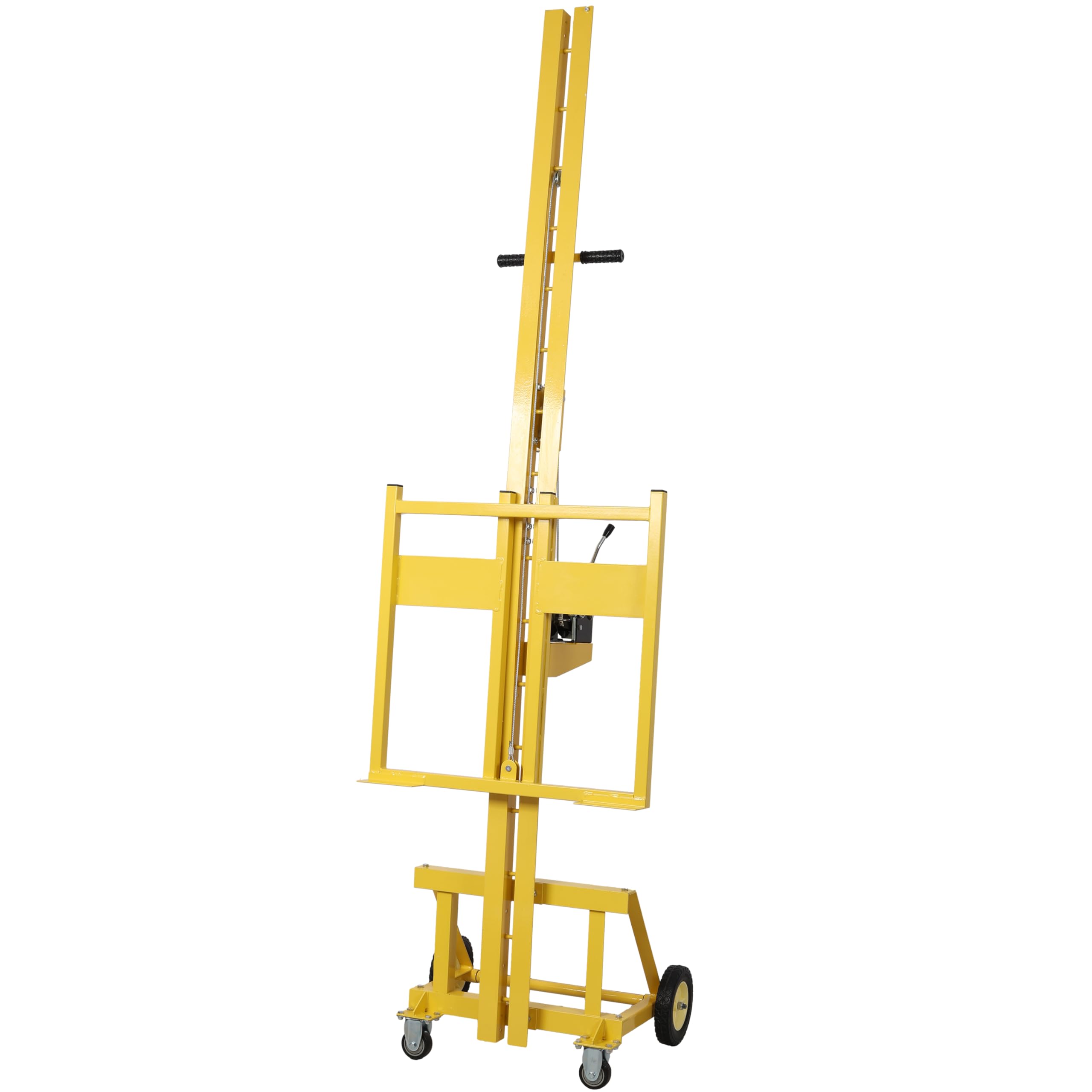 Heavy Duty 150LBS Drywall Panel Lift for Walls - Yellow Steel Construction with Auto-Lock Winch, 10ft Hoist for Sheetrock, OSB, Plywood, Cement Board & Insulation