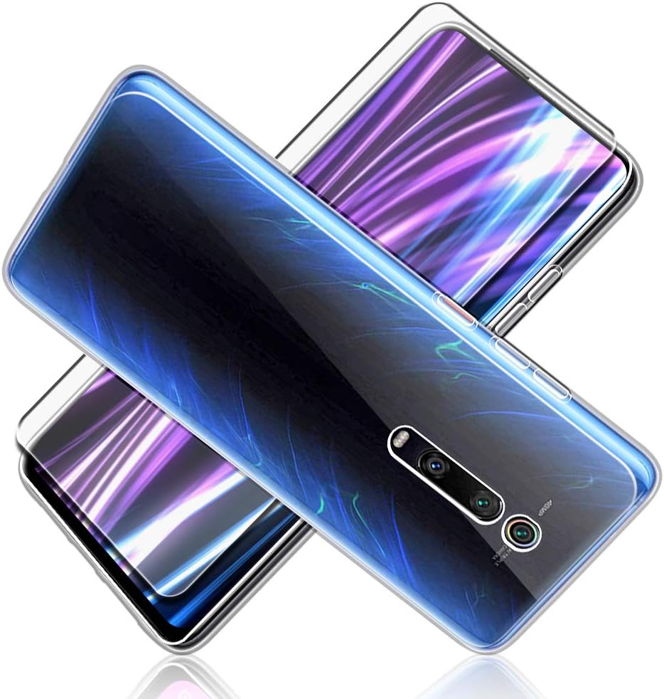 SDTEK Case Compatible with Xiaomi Mi 9T, Full Body Front and Back 360 Protection Clear Gel Cover with Tempered Glass Screen Protector
