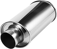 LYLCDDP 3" Ultra Quiet 304 Stainless Steel Resonator Muffler - 3" Inlet/Outlet, 13.8" Length, Oval Straight-Through Performance Exhaust
