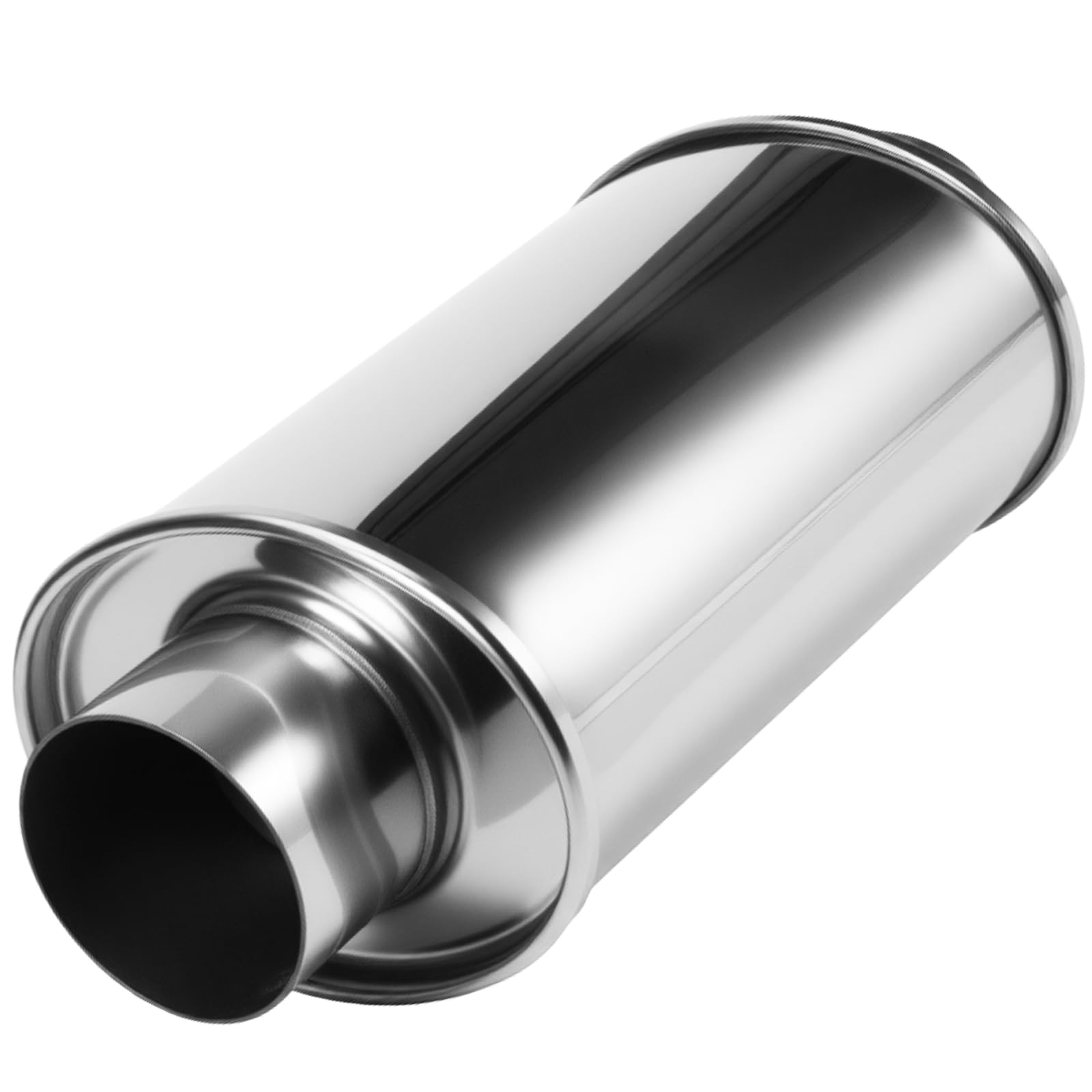 2.4" Ultra Quiet Resonator, 304 Stainless Steel, 2.4" Inlet and Outlet, 14" Overall Length, Universal Oval Performance Resonator