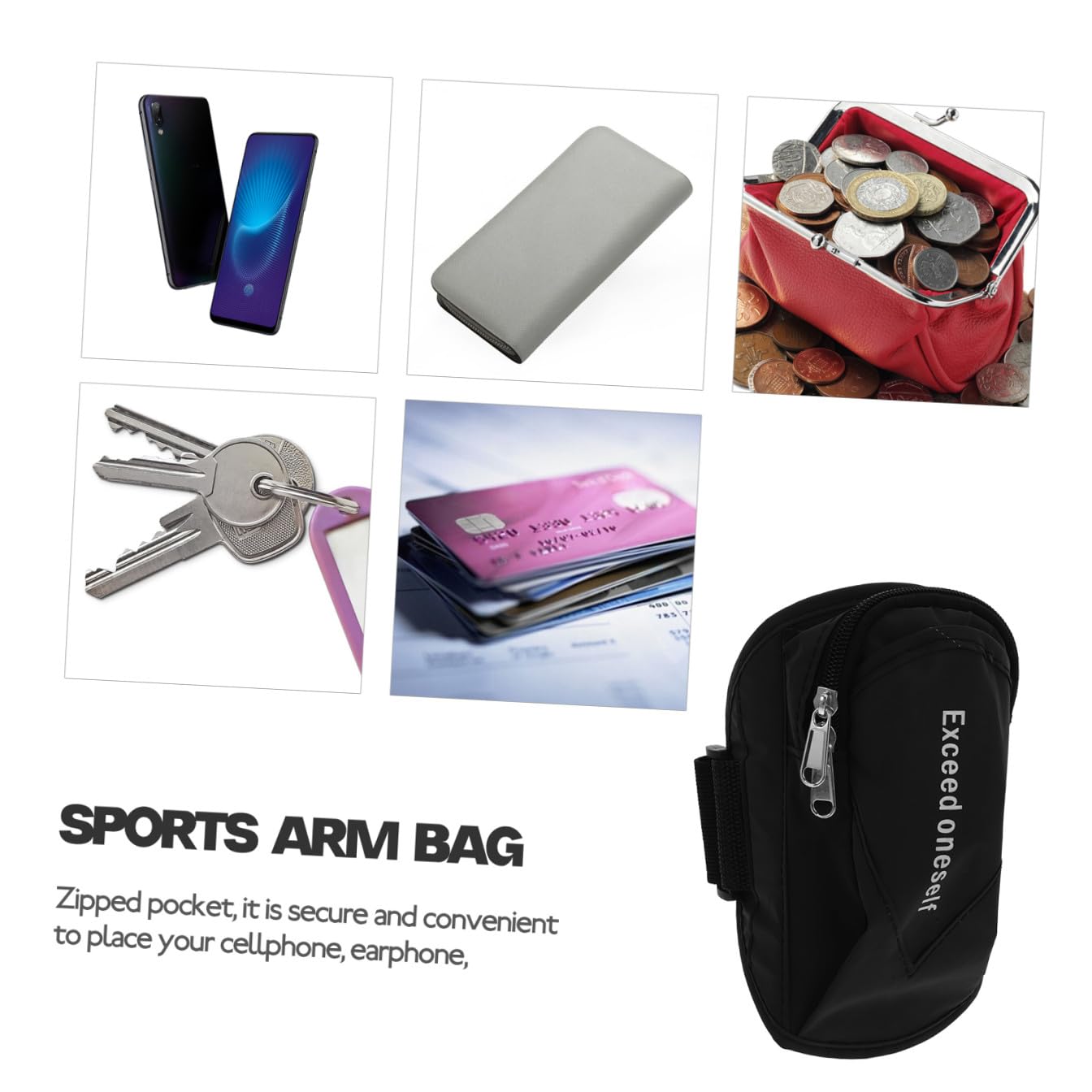 BESTonZON 3stücke Unisex Sportarmband Mit Verstellbarem Design Und Atmungsaktiv Für Jogging Radfahren Und Wandern Zur Sicheren Aufbewahrung Von Handy Geld Und Karten Schwarz