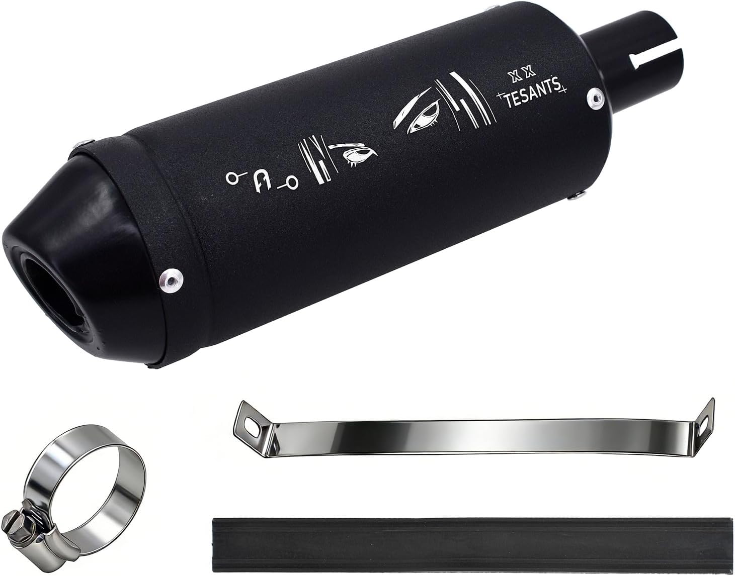 28mm Exhaust Pipe Muffler, Motorcycle Silencer Muffler Compatible with 125cc 110cc 50cc 90cc Pit Dirt Bike ATV Mini Bike Quad 4 Wheeler Go Kart (Black)