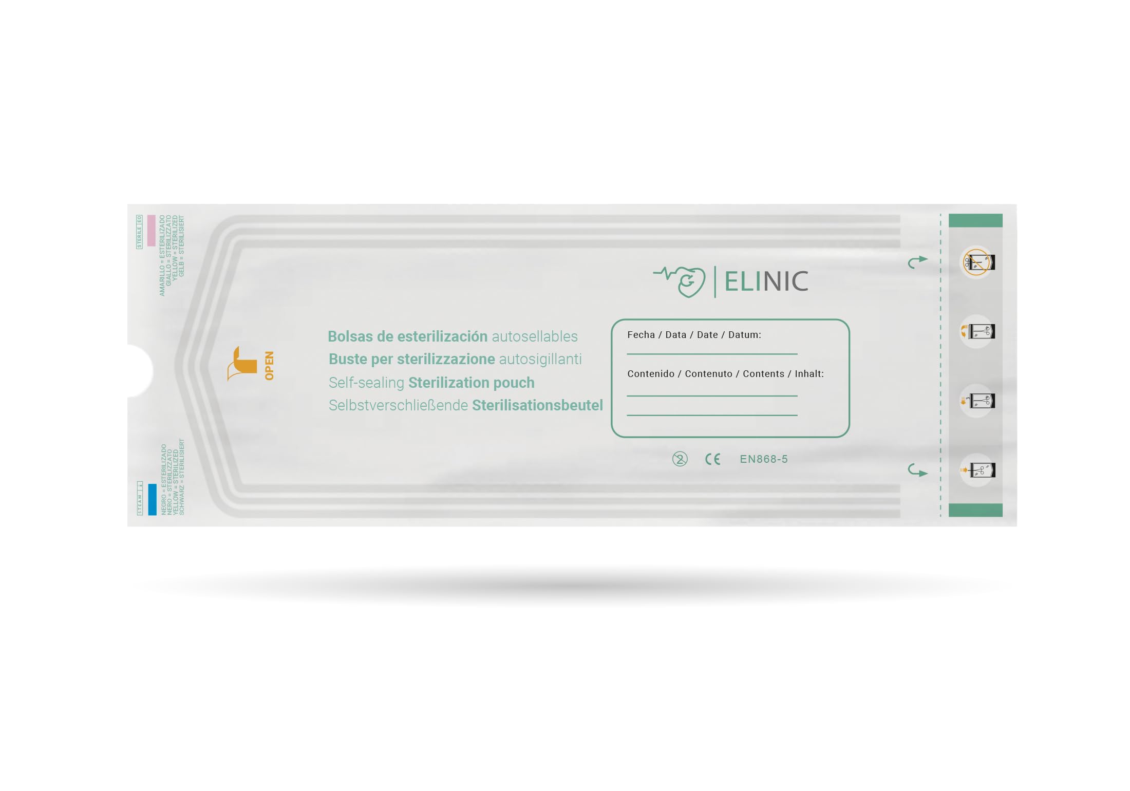 Bolsas autoadhesivas para esterilización Elinic® 200 uds. 90x260mm