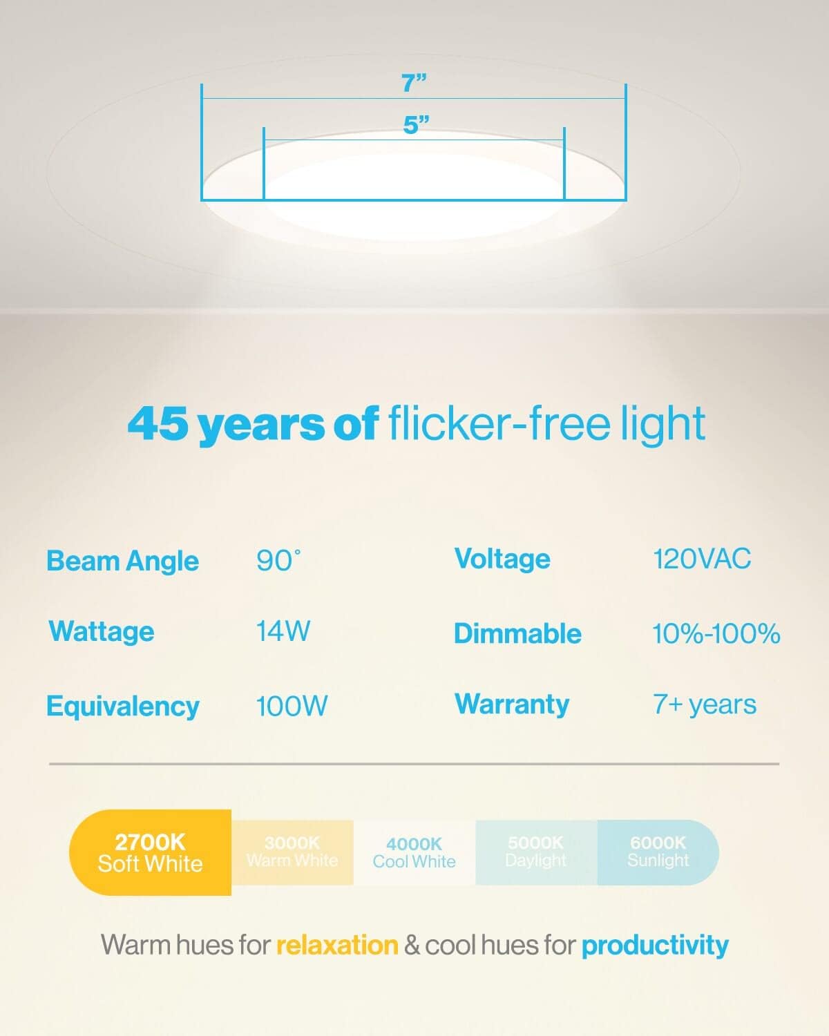 Sunco 6 Inch Ultra Thin LED Recessed Ceiling Lights, Smooth Trim, 2700K Soft White, Dimmable, 14W=100W, Wafer Thin, Canless with Junction Box - Energy Star 4 Pack