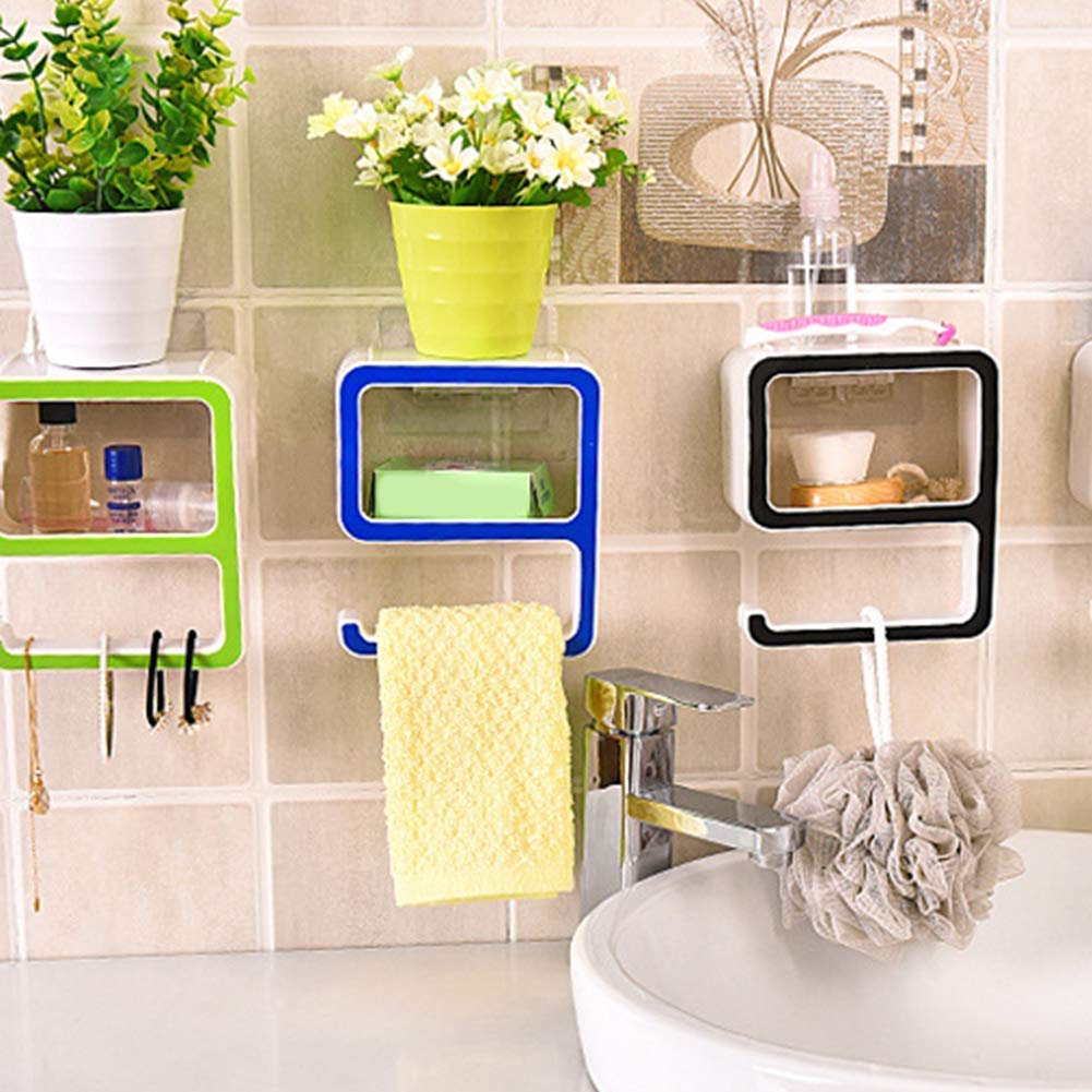4square Storage Bathroom Towel Holder Number 9 Shape Plastic Soap Cosmetics Storage Rack Wall Shelf Bath Organizers Set of 3 Multi Color 2