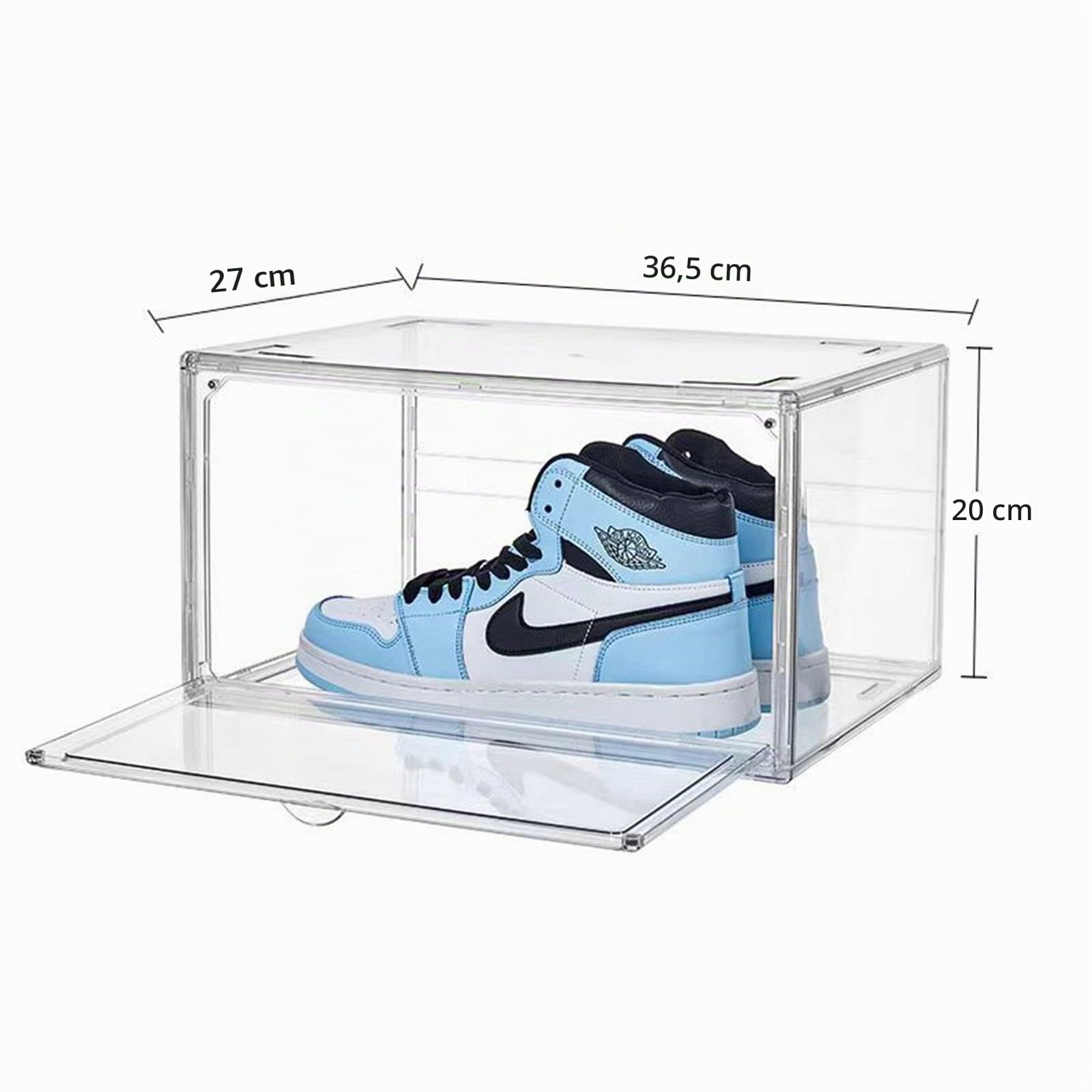 MECC Klare Schuhbox, stapelbarer Acrylschuhschrank, mit Magnettür,14.4x10.6x8inch/36x27x20cm (Clear Side Door 3 Pack)