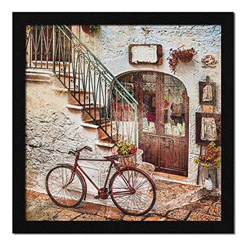 ArtX Vintage City Street Abstract Framed Photo Painting (Synthetic Wood, 33 cm x 33 cm)