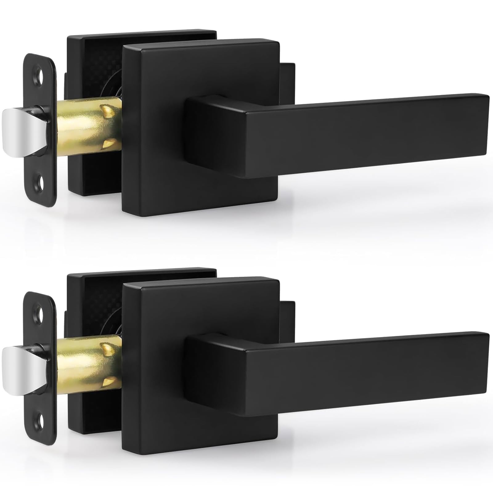 Estmoon Door Locks for Front Door, Matte Black Exterior Door Handle and Single Cylinder Deadbolt Lock, Heavy Duty Modern Square Front Door Handle and Deadbolt Set, Commercial Locks for Doors, 1 Pack — Amazon image 15