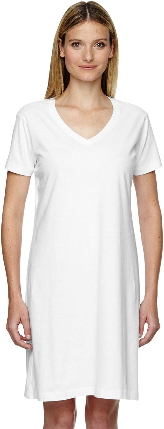 LATLadies 100% Cotton Jersey Short Sleeve V-Neck Swim Cover-up Dress (3522)