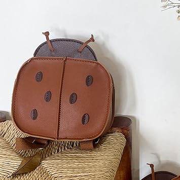 Cute Ladybug Backpack for Girls Boys, Kids School Bag Pu Leather Backpacks Animal Schoolbag Book Bag for Children