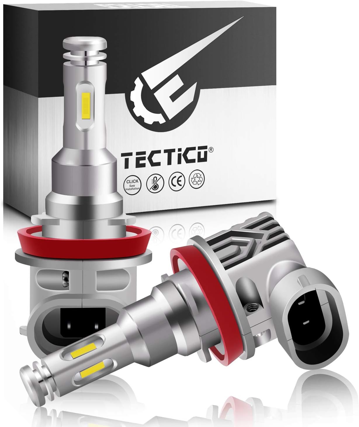 TECTICO H8 LED Angel Eyes Fog Lights 6000K Xenon White Canbus Error Free 12V 40W Headlight Bulbs DRL Halo Ring for E60 E92 E90 E91 E93 E70 X5 E71 E72 X6 E82 E87 E61 E63 E64, 2 Lamps