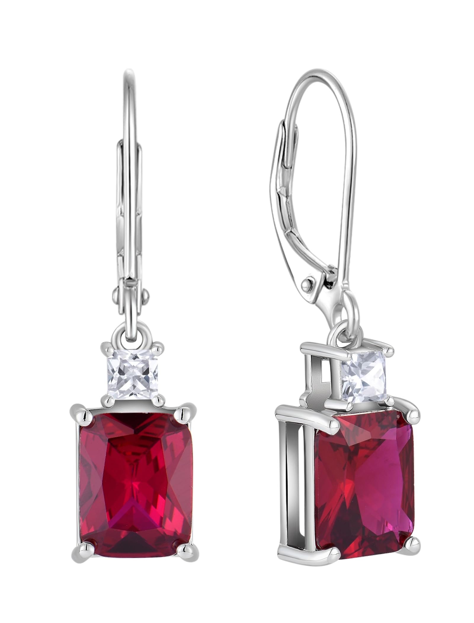 Starchenie Womens Dangle Earrings Sterling Silver Leverback Earrings Princess Brilliant Cut Birthstone Jewelry