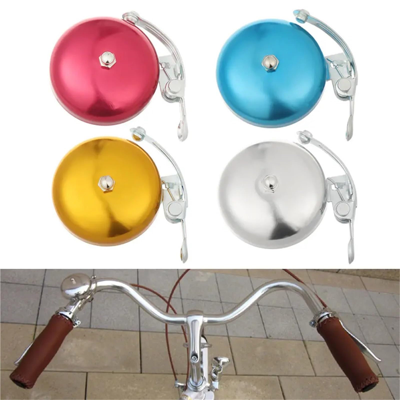 Campanello per bicicletta 4 pezzi universale retrò campanello per bicicletta suono di avvertimento in lega di alluminio Mountain Bike rumorosamente Horn Bell Outdoor Sport Ciclismo accessorio